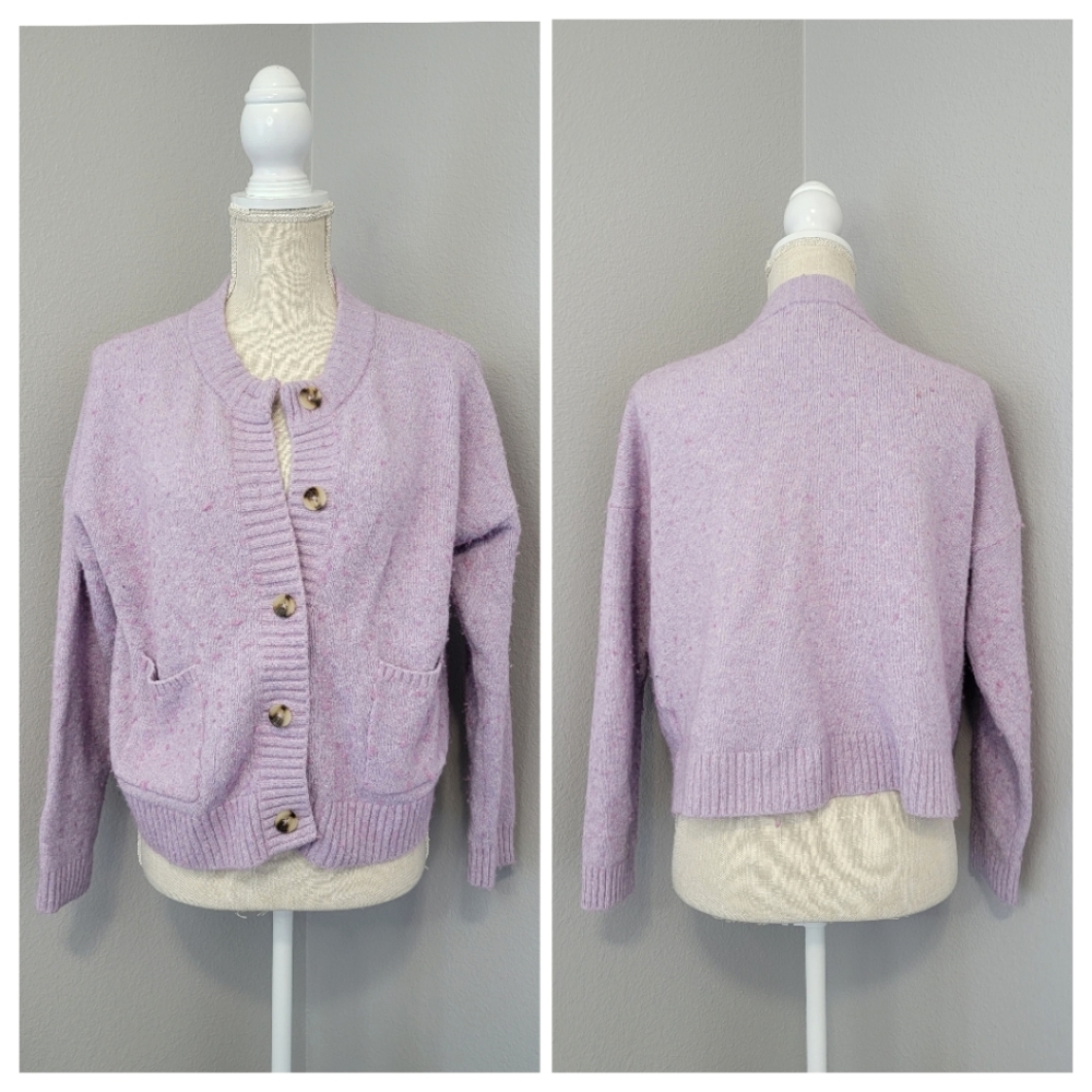 Madewell Lavender Button-Up Sweater